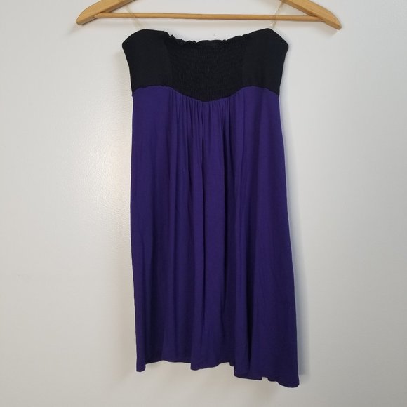 Strapless Black and Purple Mini Dress or Tunic - Picture 4 of 4